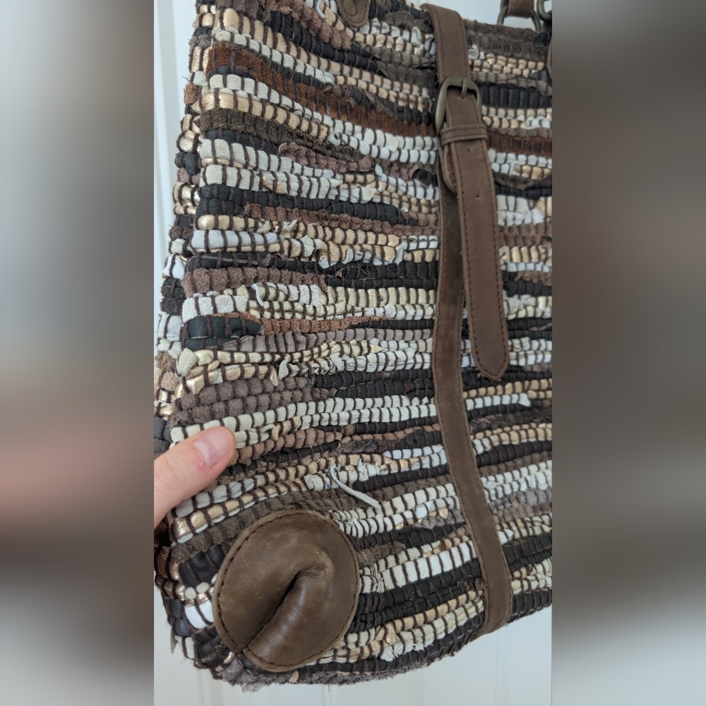Chindi Rug Bag Tote In Brown Metallic View 3